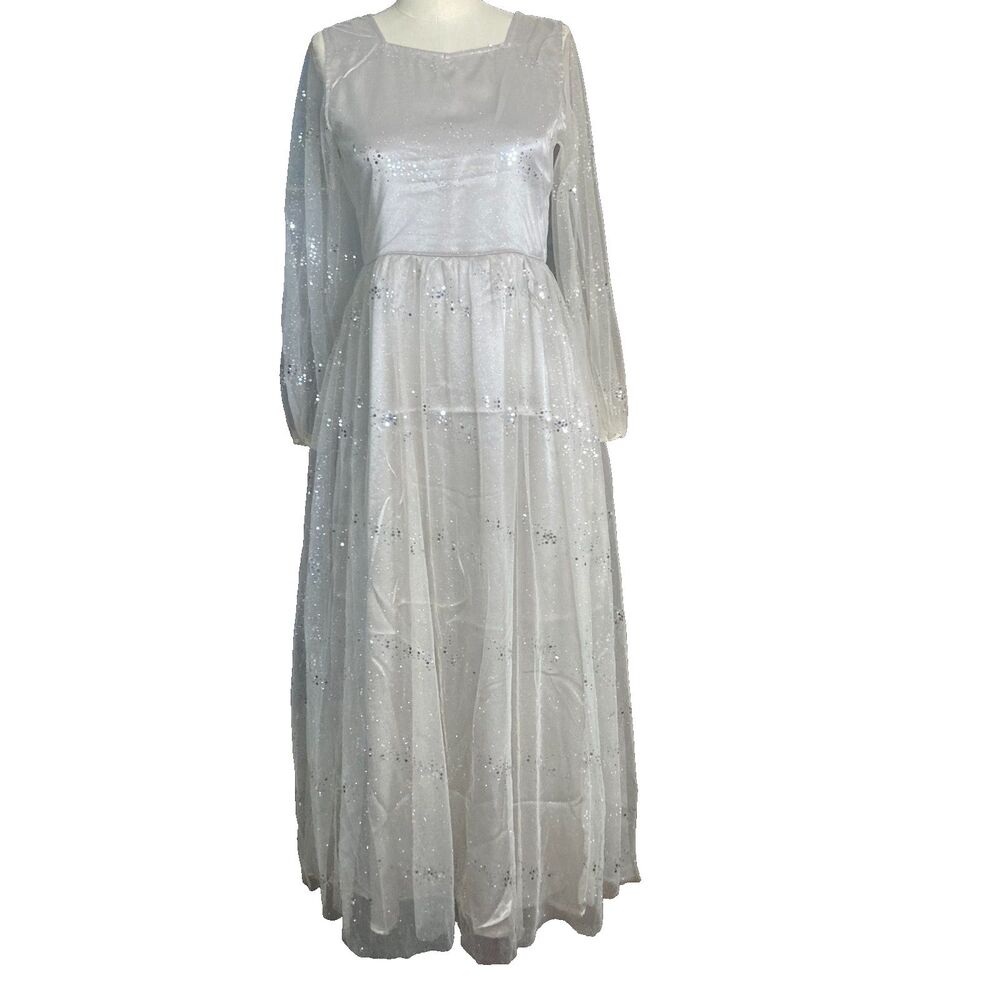 Joyfolie Layla Dress Sz 14 Champagne Glitter Sparkly Maxi NWT Whimsical Boho